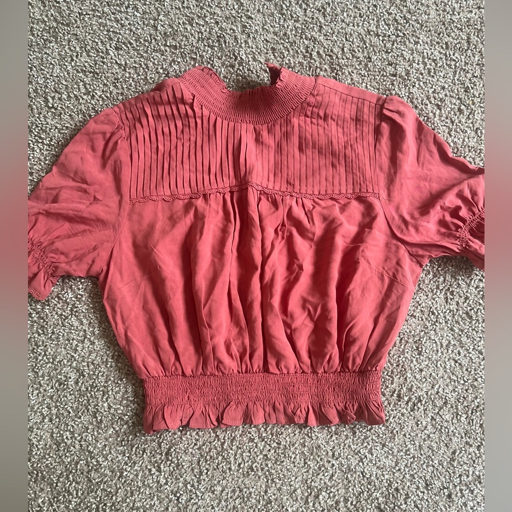 Forever 21 Coral Pleated Blouse